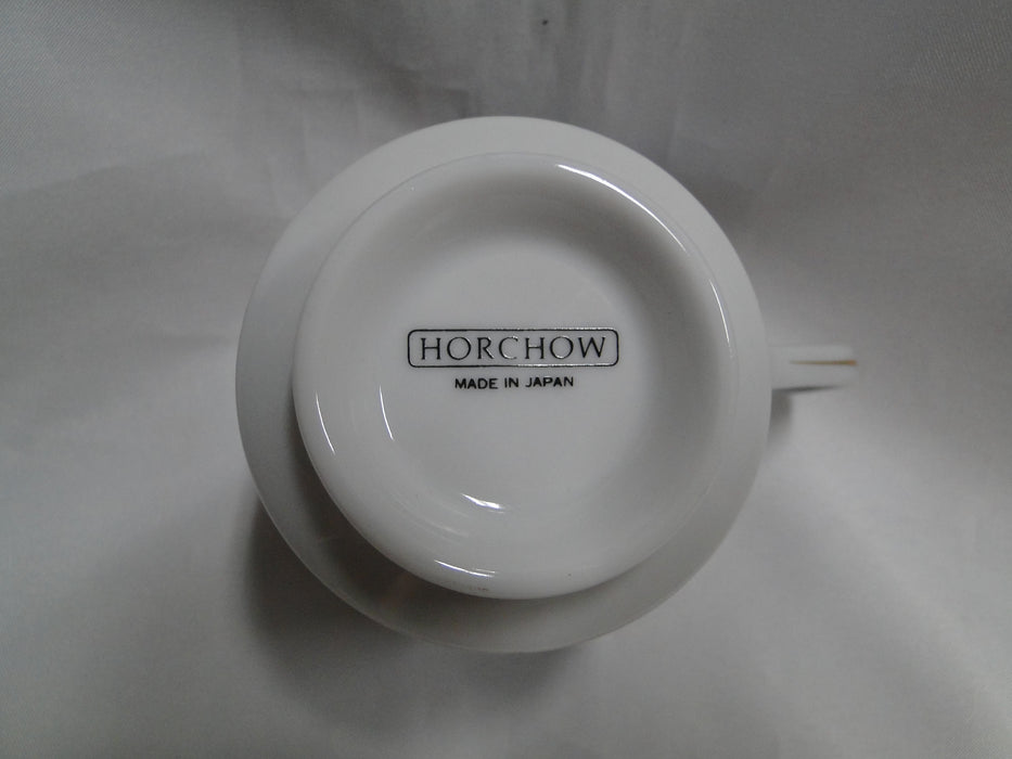 Horchow White w/ Cobalt Blue & Gold Bands: Cup & Saucer Set, 3 1/8"