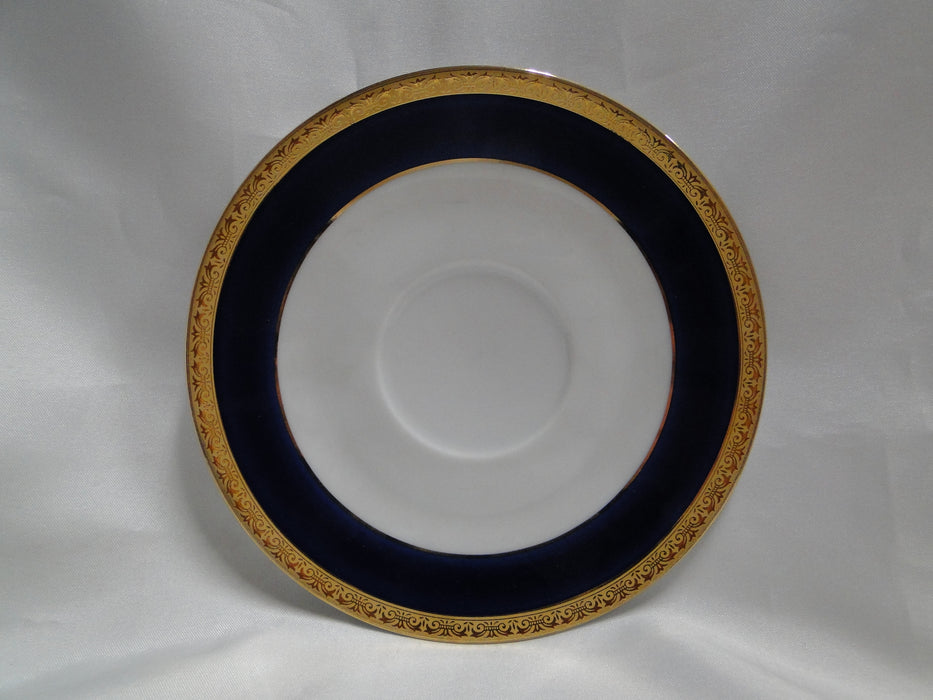 Horchow White w/ Cobalt Blue & Gold Bands: Cup & Saucer Set, 3 1/8"