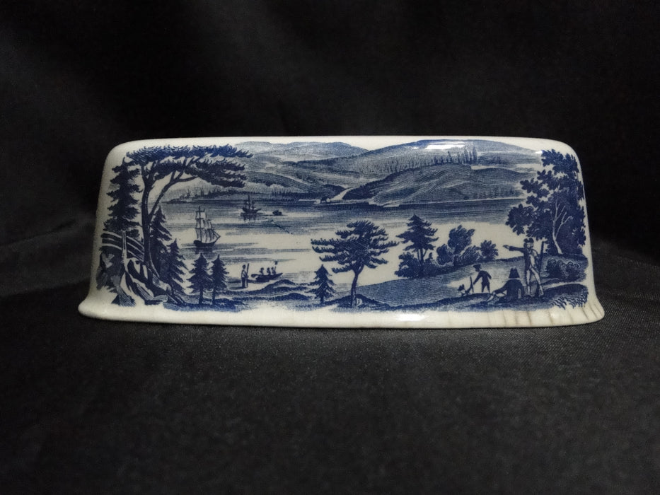 Staffordshire Liberty Blue, Blue & White Scene: Butter Dish Lid Only, Discolored
