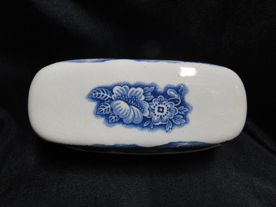 Staffordshire Liberty Blue, Blue & White Scene: Butter Dish Lid Only, Discolored