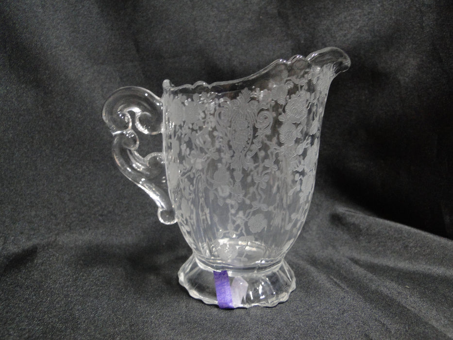Cambridge Rose Point Clear 3121: Creamer / Cream Pitcher, 4", As Is