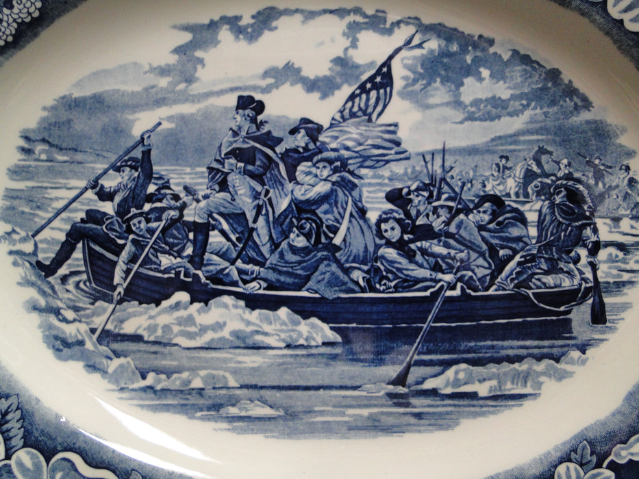 Staffordshire Liberty Blue, Blue & White Scene: Oval Platter, 14" x 11 1/4"