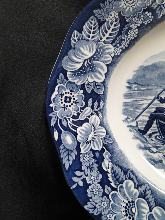 Staffordshire Liberty Blue, Blue & White Scene: Oval Platter, 14" x 11 1/4"