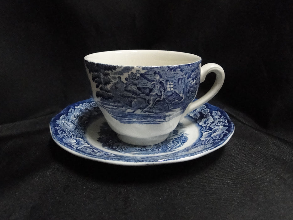 Staffordshire Liberty Blue, Blue & White Scene: Cup & Saucer Set (s), 2 5/8"