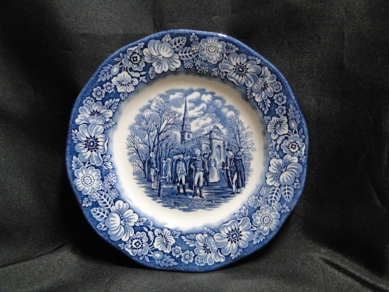 Staffordshire Liberty Blue, Blue & White Scene: Salad Plate (s), 7"