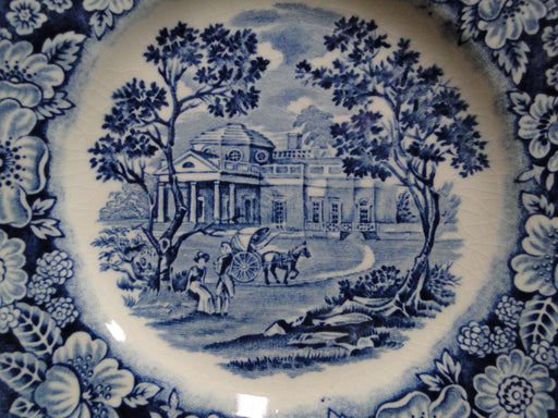 Staffordshire Liberty Blue, Blue & White Scene: Bread Plate, 6", Crazing