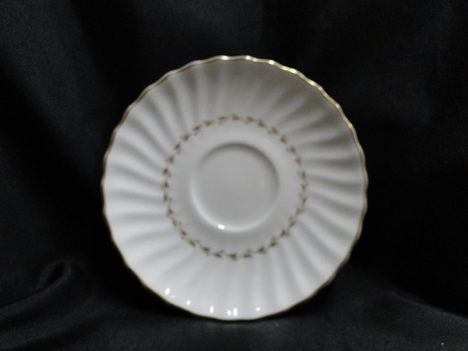 Royal Doulton Adrian, White, Gold Laurel, Swirl Rim: 6" Saucer (s) Only