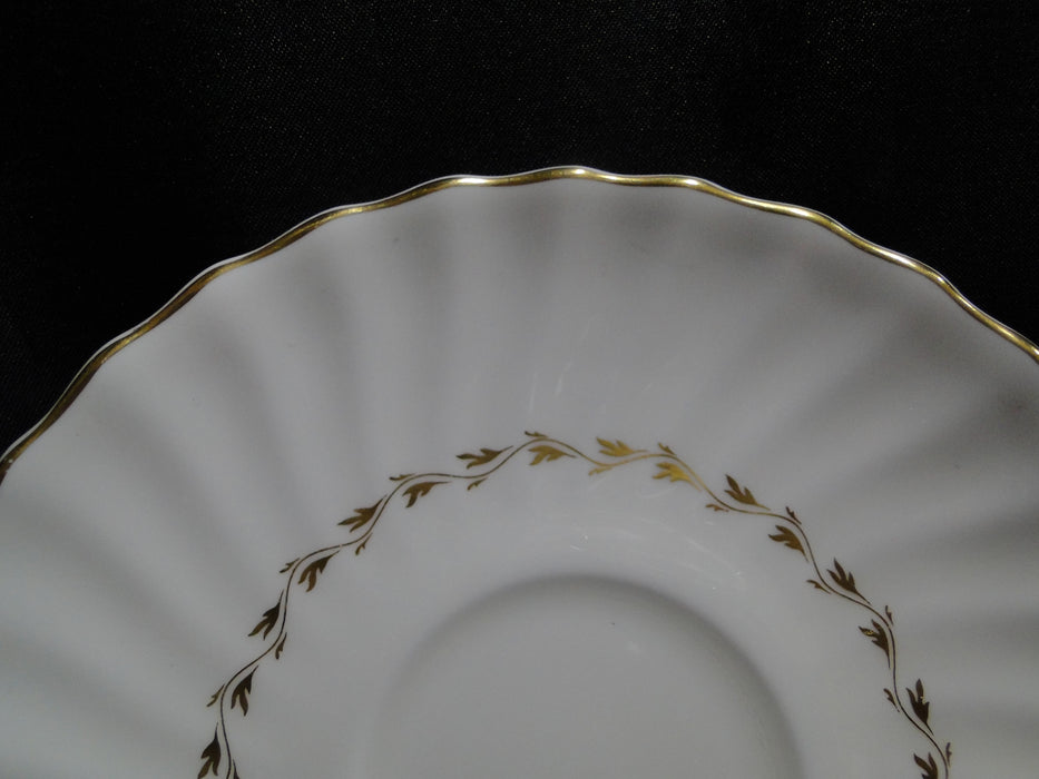 Royal Doulton Adrian, White, Gold Laurel, Swirl Rim: 6" Saucer (s) Only