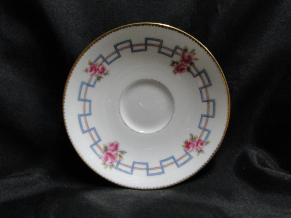 Royal Doulton HB 6700, Pink Flowers, Blue Zig Zag Line: 5 1/2" Saucer Only