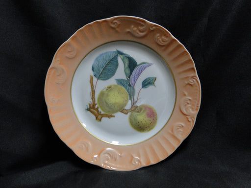 Mottahedeh Summer Fruit, Salmon Band: Salad Plate, Apples, 7 7/8"