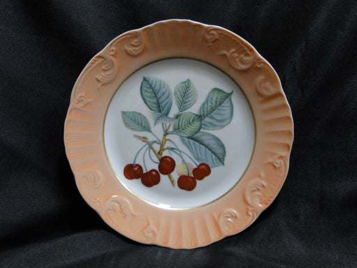Mottahedeh Summer Fruit, Salmon Band: Salad Plate, Cherries, 7 7/8"