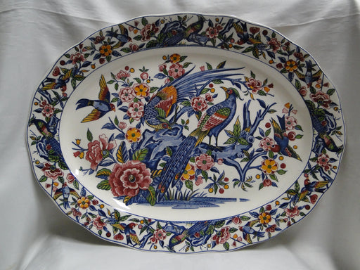 Horchow Multicolored Pheasants & Birds: Oval Serving Platter (s), 18", Crazing