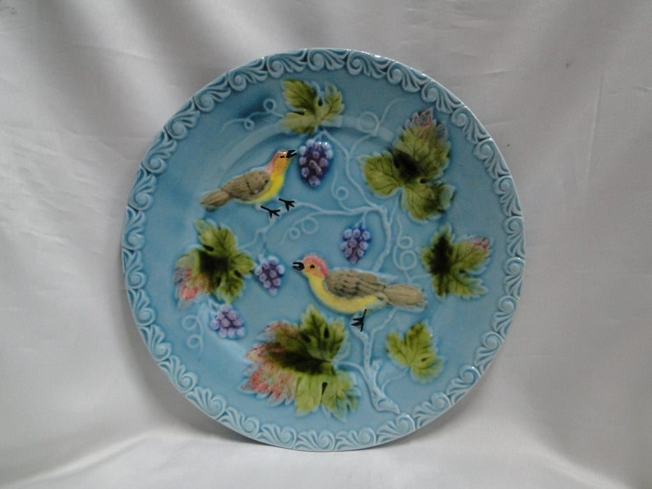 German Majolica Birds & Grapes 230, Blue: Luncheon Plate, 9 1/8"