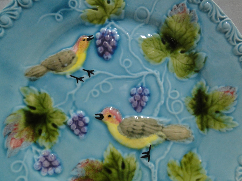 German Majolica Birds & Grapes 230, Blue: Luncheon Plate, 9 1/8"