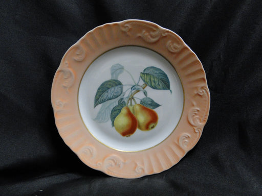 Mottahedeh Summer Fruit, Salmon Band: Salad Plate, Pears, 7 7/8"