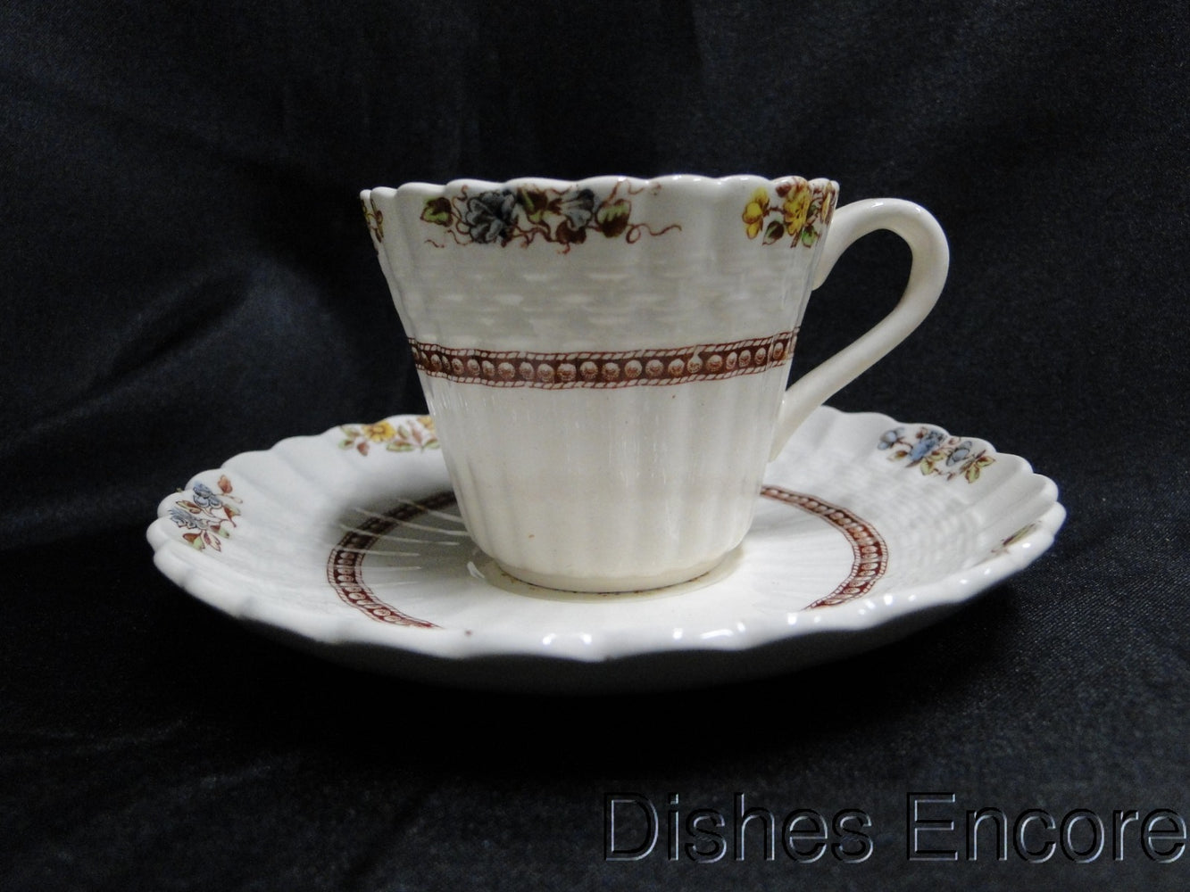 Spode Rosalie, Floral Chelsea Wicker: Demitasse Cup & Saucer Set, 2 1/4", As Is
