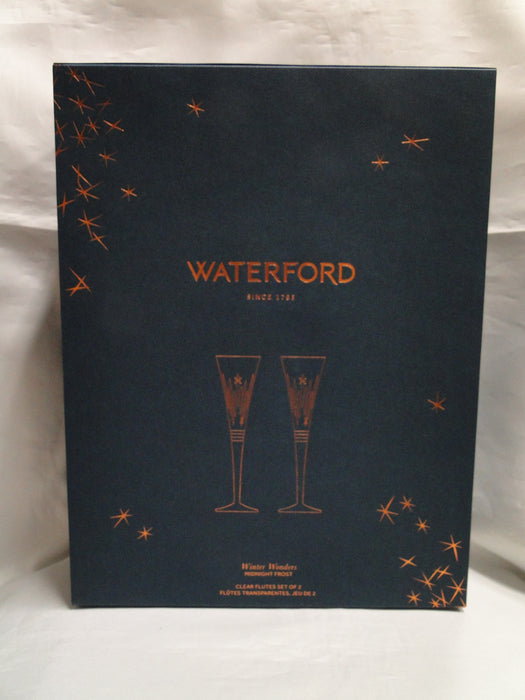 Waterford Crystal Winter Wonders: NEW Pair Midnight Frost Toasting Flutes, 11"
