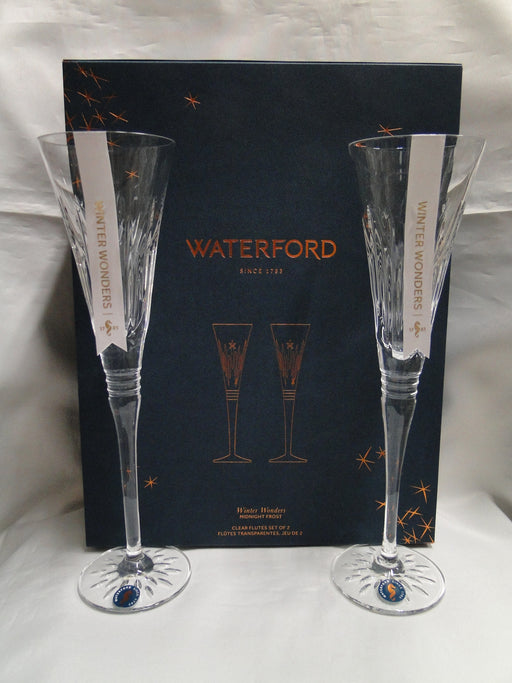 Waterford Crystal Winter Wonders: NEW Pair Midnight Frost Toasting Flutes, 11"