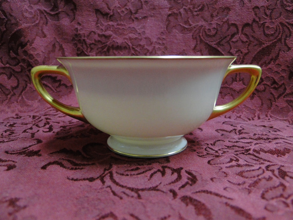 H & Co Heinrich Double Handle Ivory and Gold Coffee, Tea Cup, and Saucer