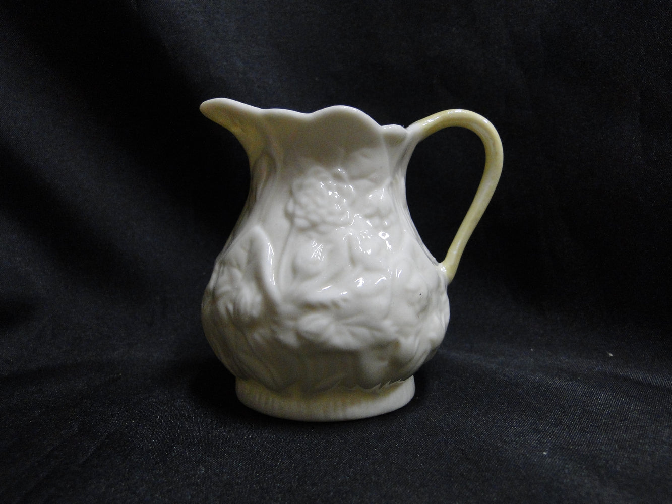 Belleek Lotus, Embossed Florals, Ireland: Creamer, 3 1/4", Yellow Handle