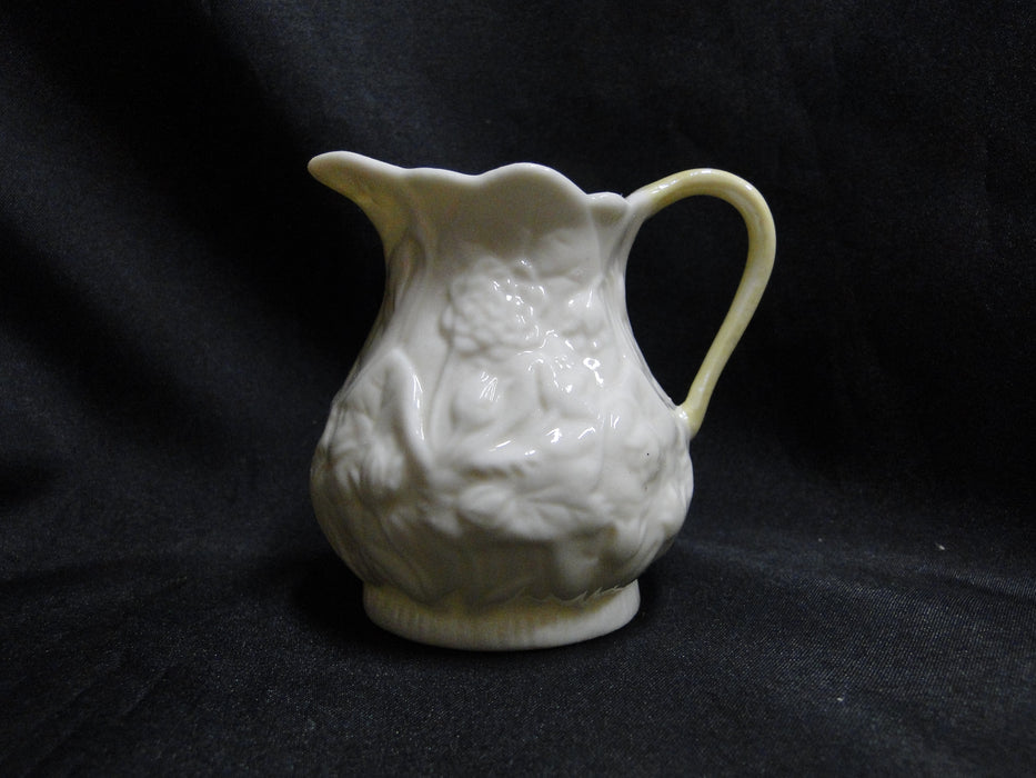 Belleek Lotus, Embossed Florals, Ireland: Creamer, 3 1/4", Yellow Handle