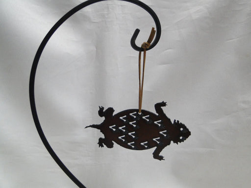 Rustic Ironwerks: NEW Horned Frog / Toad Ornament w/ Leather Loop, 4 3/4"
