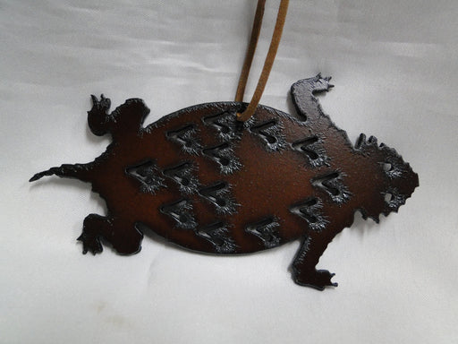 Rustic Ironwerks: NEW Horned Frog / Toad Ornament w/ Leather Loop, 4 3/4"