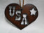 Rustic Ironwerks: NEW Heart USA Ornament w/ Leather Loop, 4"