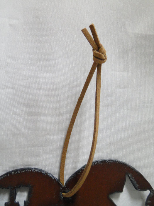 Rustic Ironwerks: NEW Heart USA Ornament w/ Leather Loop, 4"