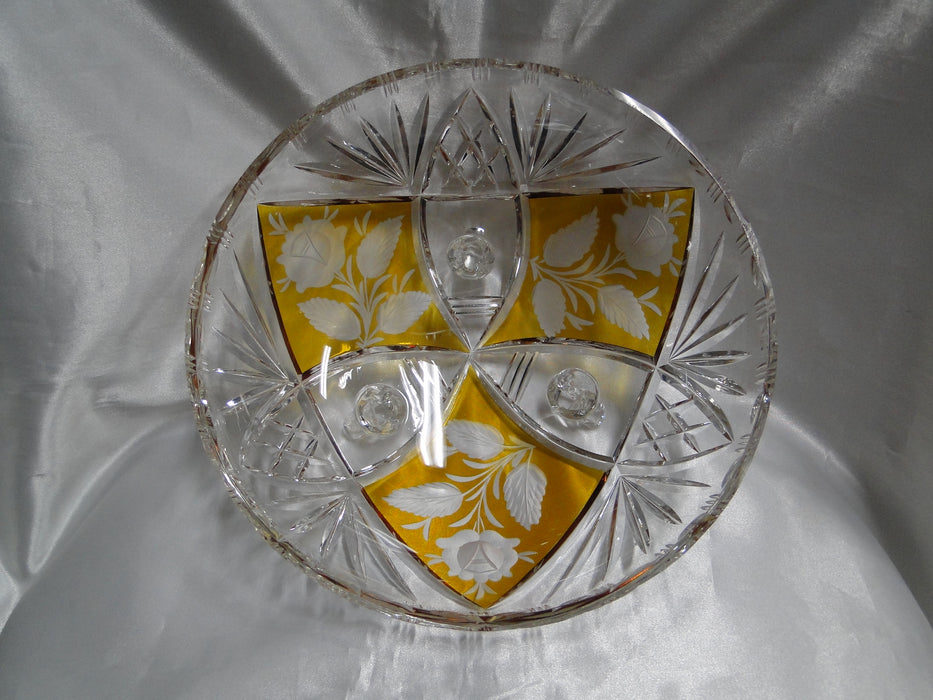 Clear w/ Amber / Yellow Panels, Cut Fans: 3-Toed Bowl, 9 1/2" -- MG#199