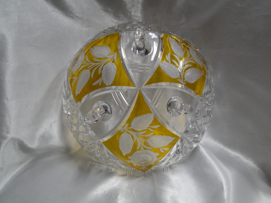 Clear w/ Amber / Yellow Panels, Cut Fans: 3-Toed Bowl, 9 1/2" -- MG#199