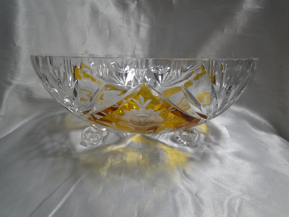 Clear w/ Amber / Yellow Panels, Cut Fans: 3-Toed Bowl, 9 1/2" -- MG#199