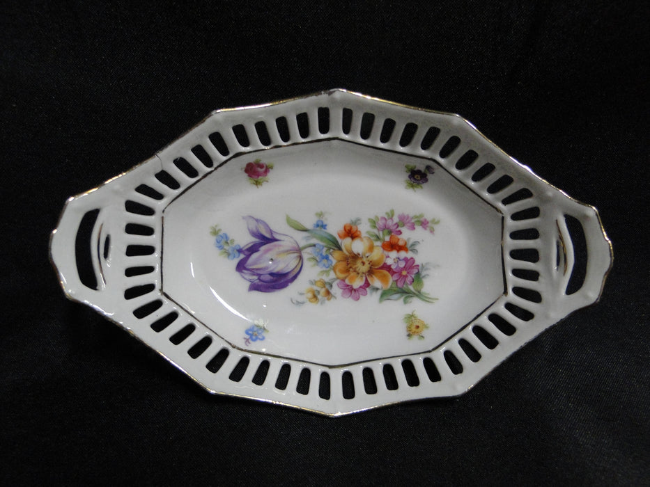 Schumann SCH308, Dresden Floral Center, Pierced Rim: Nut Dish, 5", As Is