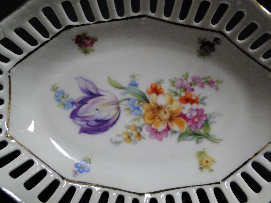 Schumann SCH308, Dresden Floral Center, Pierced Rim: Nut Dish, 5", As Is