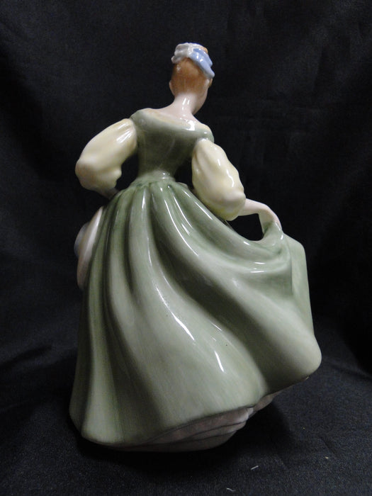 Royal Doulton Figurine "Fair Lady", HN2193, Green Dress, Hat, 7 1/2", As Is