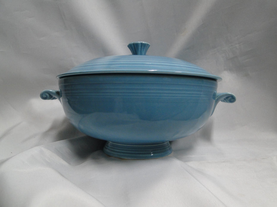 Homer Laughlin Fiesta (Old): Turquoise Serving Bowl w/ Handles & Lid