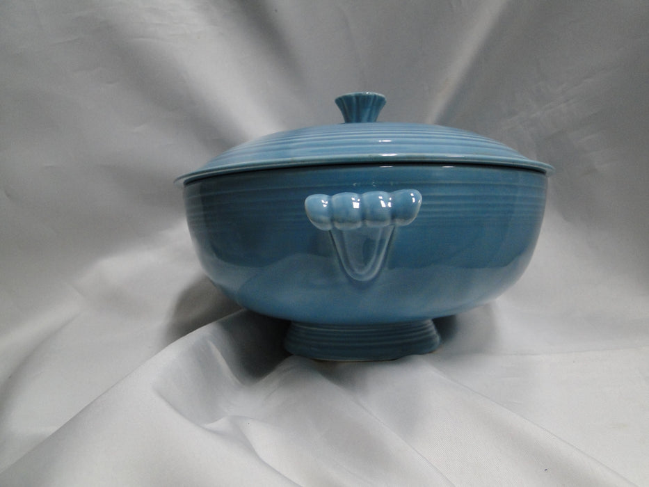 Homer Laughlin Fiesta (Old): Turquoise Serving Bowl w/ Handles & Lid