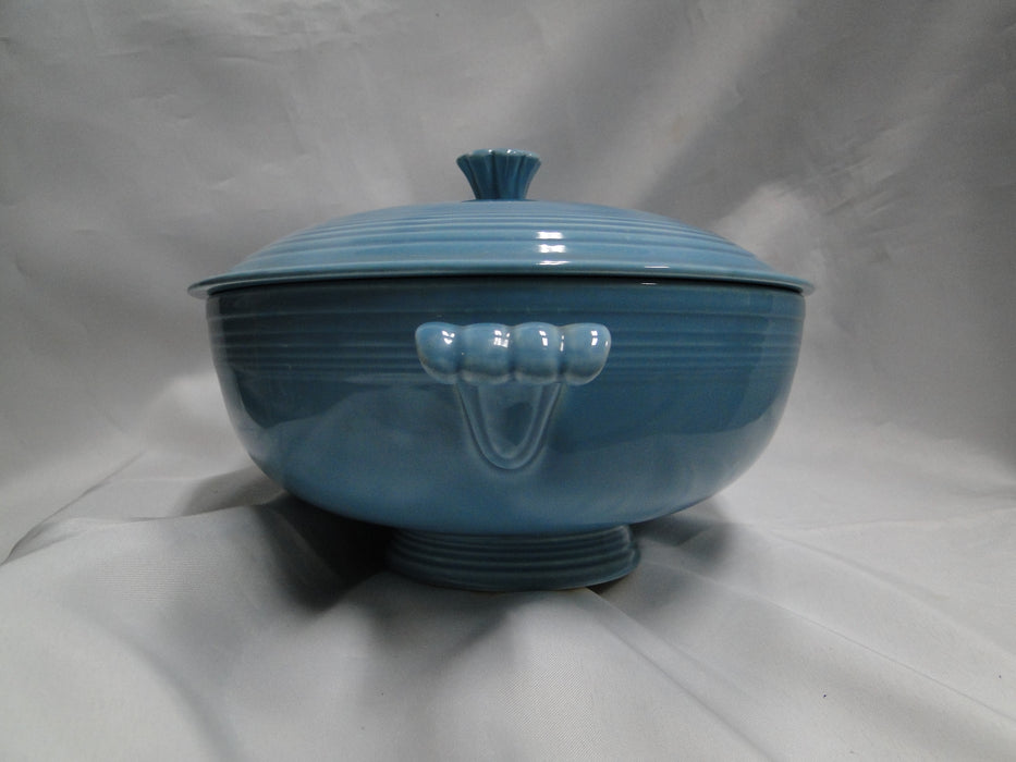 Homer Laughlin Fiesta (Old): Turquoise Serving Bowl w/ Handles & Lid