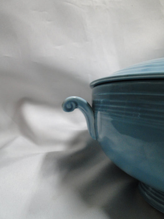 Homer Laughlin Fiesta (Old): Turquoise Serving Bowl w/ Handles & Lid