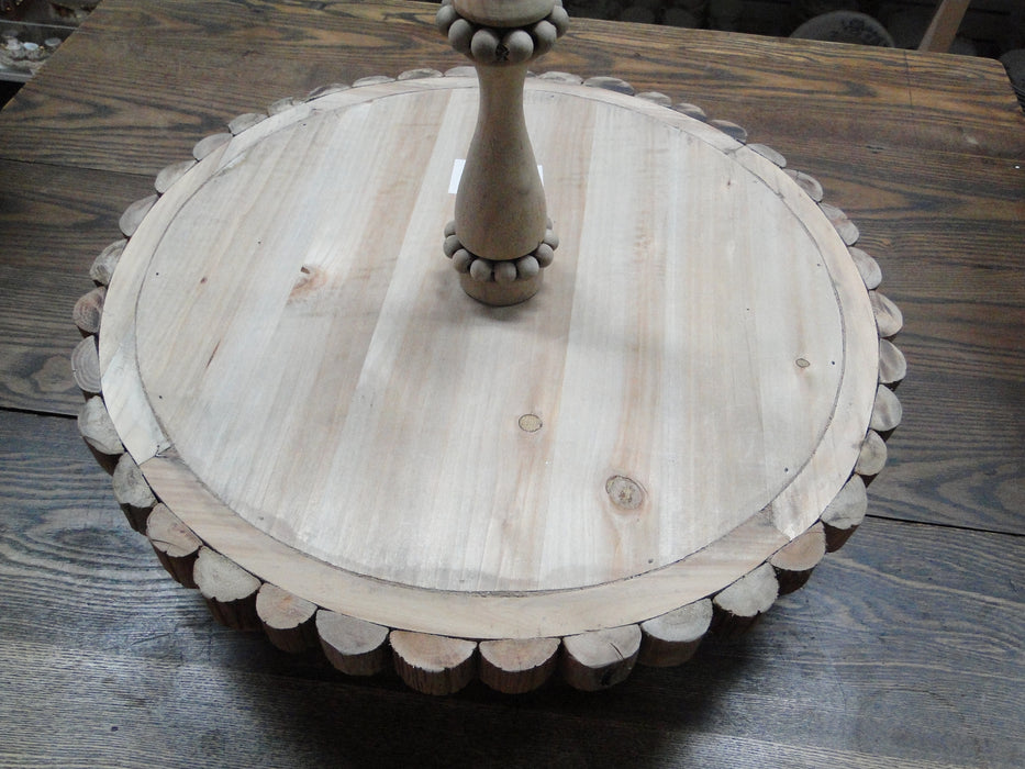 Tripar Wooden One Tier Handled Tray or Stand for Serving or Displaying, 20"