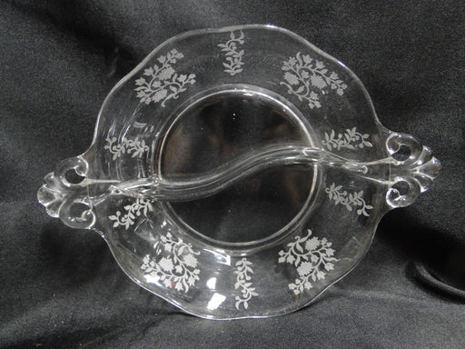Fostoria Rambler: 2 Part Crystal Relish Dish, Etched Flowers, 8 1/8" w/ Handles