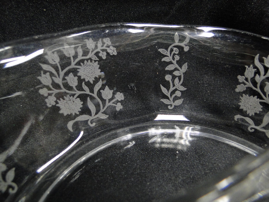 Fostoria Rambler: 2 Part Crystal Relish Dish, Etched Flowers, 8 1/8" w/ Handles