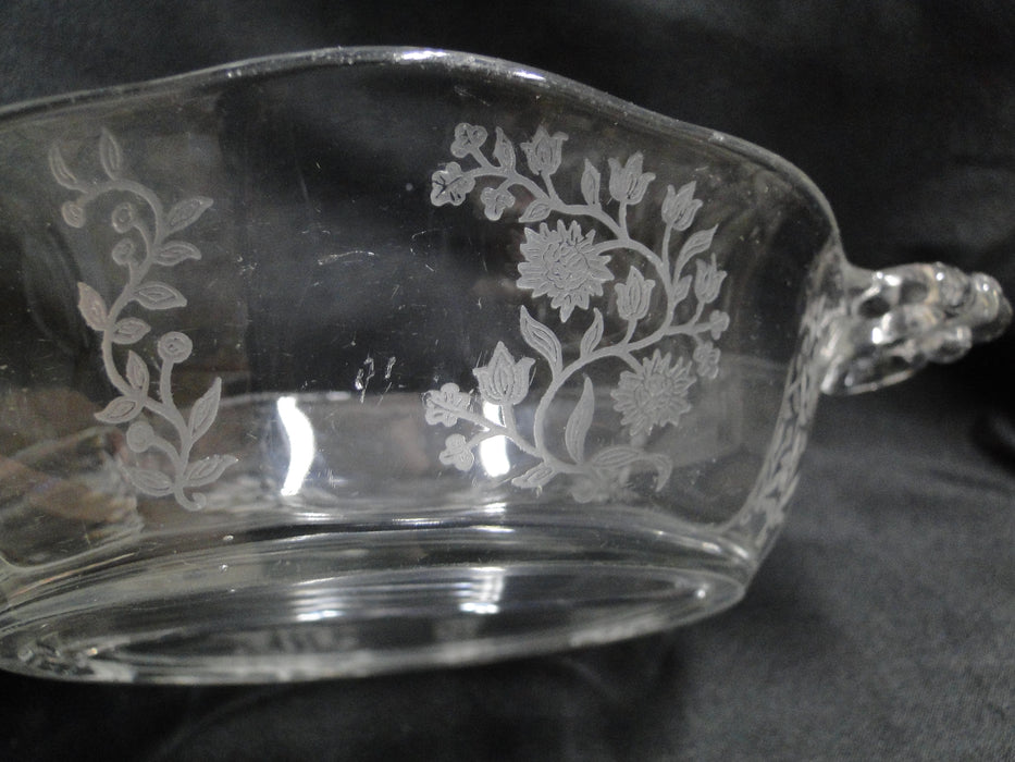 Fostoria Rambler: 2 Part Crystal Relish Dish, Etched Flowers, 8 1/8" w/ Handles