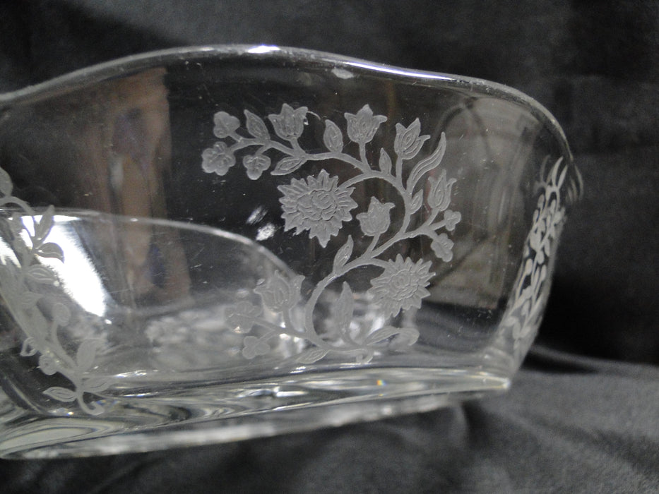 Fostoria Rambler: 2 Part Crystal Relish Dish, Etched Flowers, 8 1/8" w/ Handles