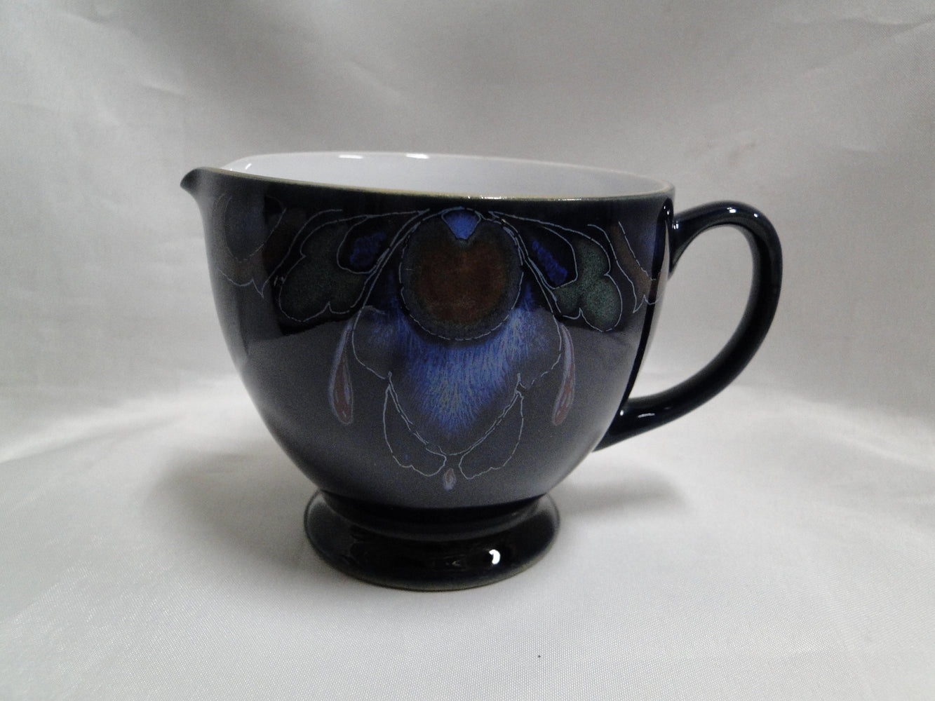 Denby-Langley Baroque, Cobalt Band w/ Flowers: Creamer / Cream Pitcher, 3"