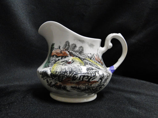 Staffordshire Yorkshire, Brown Scene, Multicolored: Creamer, 3 1/2", As Is