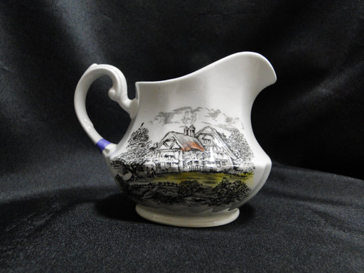 Staffordshire Yorkshire, Brown Scene, Multicolored: Creamer, 3 1/2", As Is