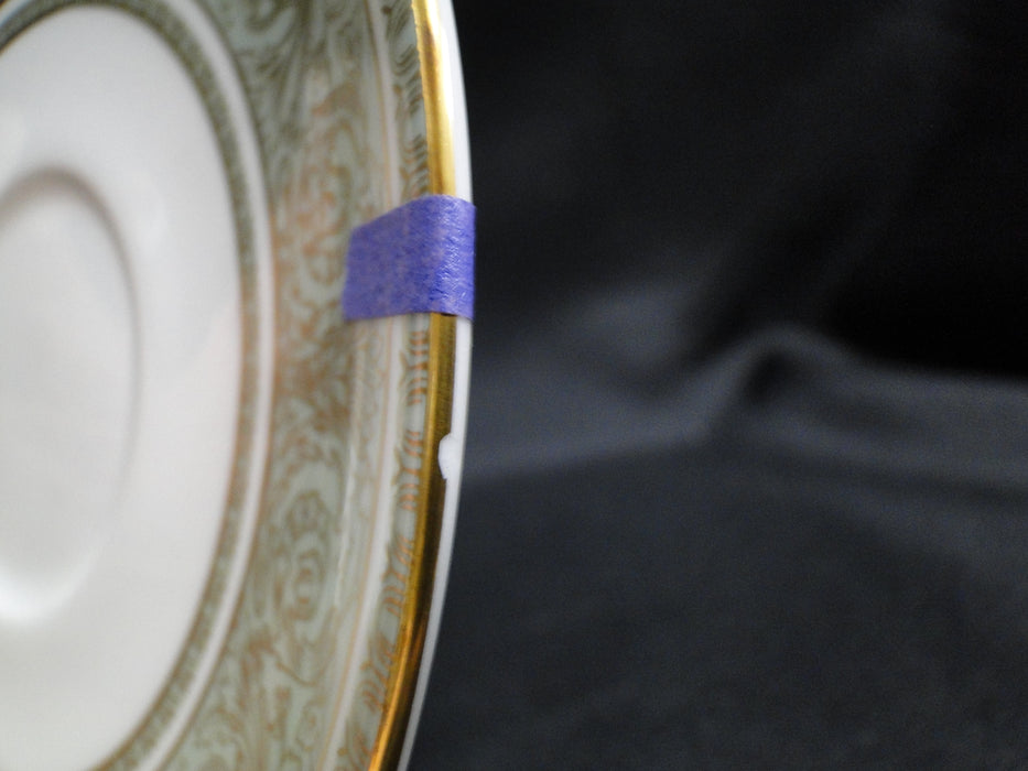 Royal Doulton English Renaissance, Green Scrolls: Cup & Saucer, 2 1/2", As Is