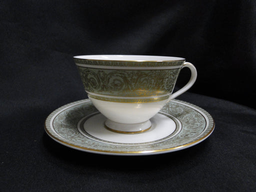 Royal Doulton English Renaissance, Green Scrolls: Cup & Saucer, 2 1/2", As Is