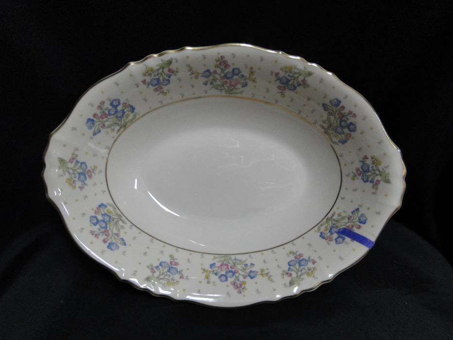 Syracuse Forget Me Not, Pink & Blue Floral, Gold: Serving Bowl, 10 3/4", As Is